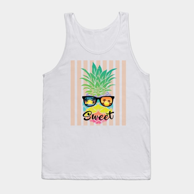 Sweet Tropical Summer - Orange Stripes on - Tank Top by Peter the T-Shirt Dude